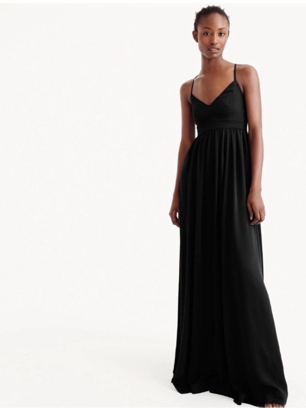NWT J Crew Black Drapey Maxi Spaghetti Strap Formal Whimsigoth Dress sz 14